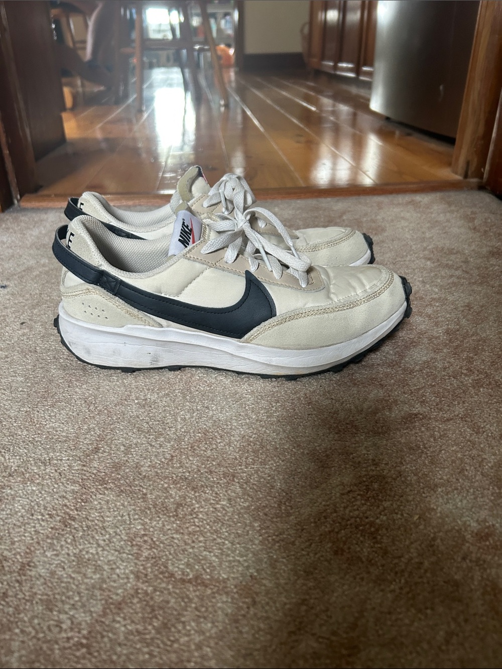 Nike Cream and Black Retro Running Sneakers